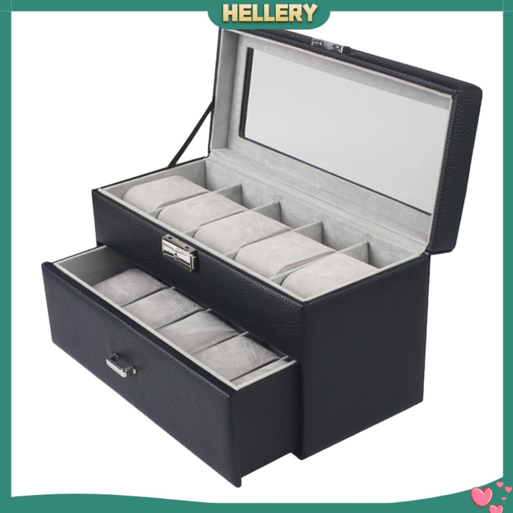 Hộp Đựng Đồng Hồ 2 Tầng 20 Ngăn Có Nắp Đậy Tiện Dụng