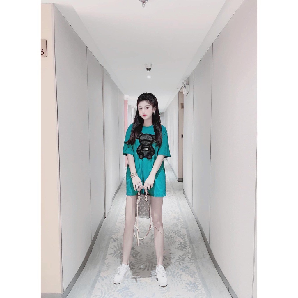Áo phông gấu xanh 💗GIÁ GỐC💗chất cotton mát, form rộng giấu quần [VIDEO+ ẢNH THẬT SHOP CHỤP]