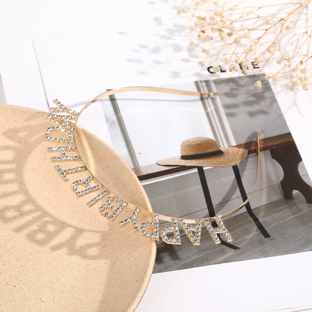 Băng đô Haimeikang họa tiết chữ đính đá phong cách Âu Mỹ cho tiệc sinh nhật