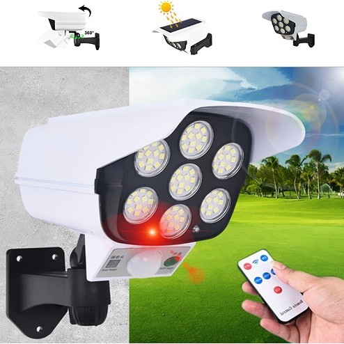 Đèn cảm ứng chống trộm giống camera Mã 877 có cảm biến ánh sang, điều khiển từ xa