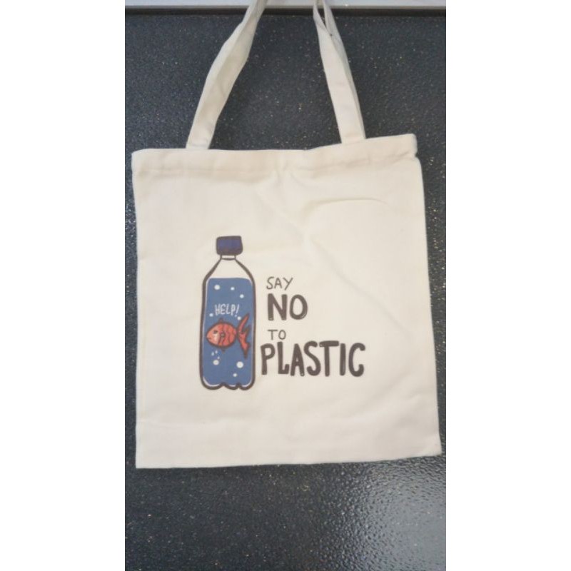 (Freeship từ 50k) Túi tote thiết kế in chữ "SAY NO TO PLASTIC"
