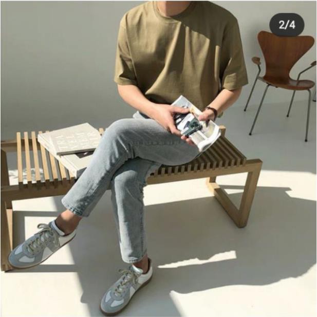 Áo phông xanh rêu trơn form rộng tay lỡ - áo over rêu - army green tee New