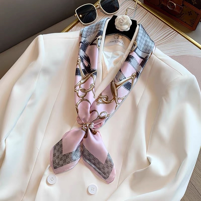 Khăn turban lụa vuông choàng cổ thanh lịch đa năng size 70x70cm