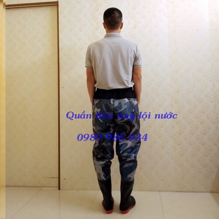 Quần liền ủng lội nước bảo hộ cơ thể loại 1 chất liệu vải bên trong cao su co giãn bên ngoài