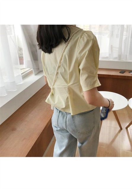 Áo sơ mi thô chéo cổ cúc đóng mở hàng Quảng châu