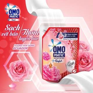Nước giặt OMO Matic cửa trên hương Comfort hoa hồng( túi 2,3kg)