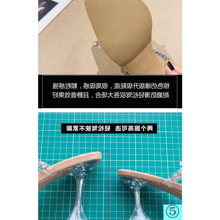 Dép Cao Gót Quai Trong Suốt Đính Đá Thời Trang Mùa Hè Dành Cho Nữ 2022