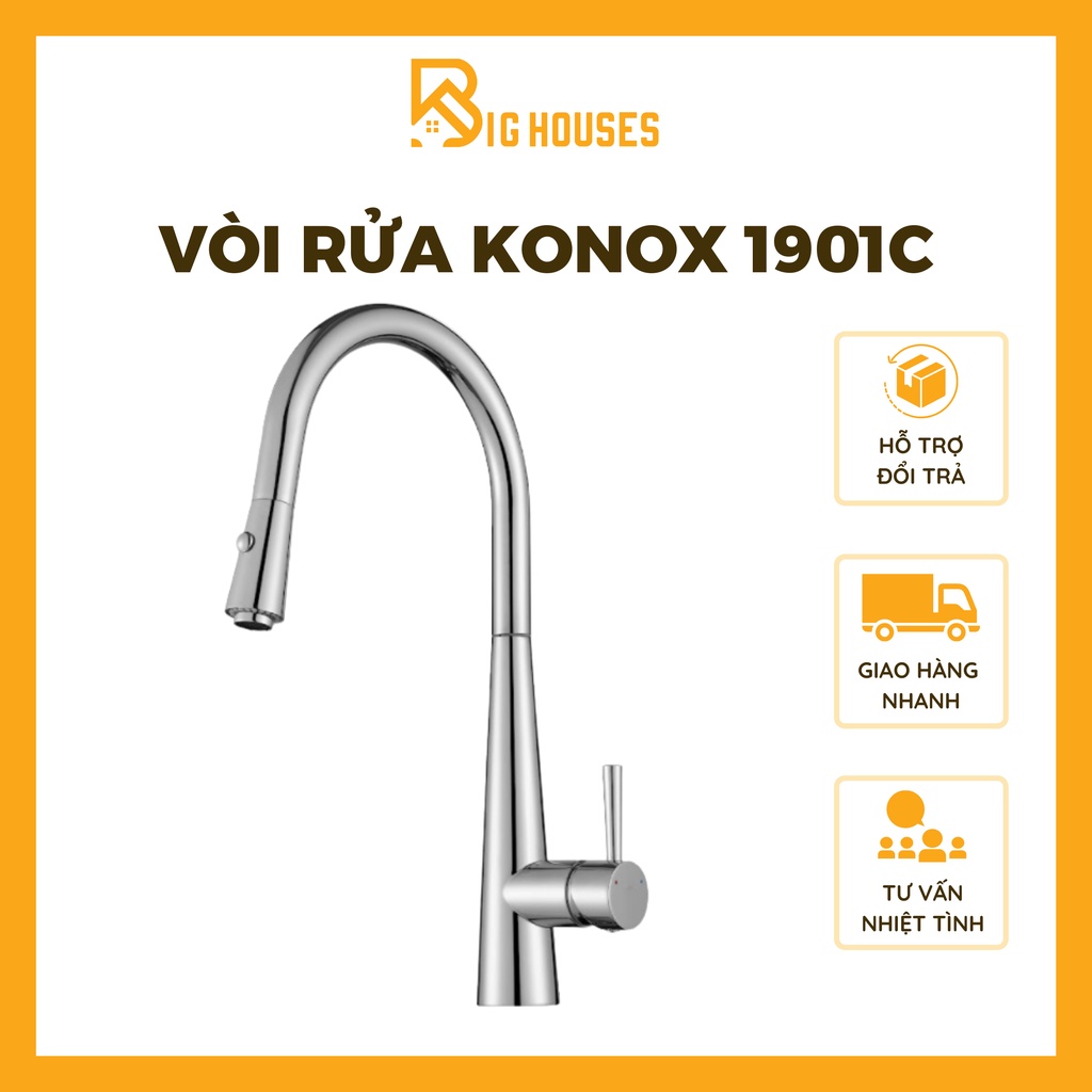 Vòi Rửa dây rút Konox 1901C CÓ THỢ LẮP ĐẶT