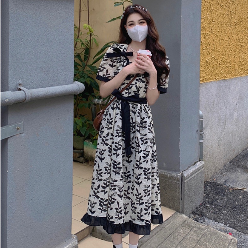Đầm Midi In Hoa Thời Trang Hàn Quốc Thanh Lịch Cho Nữ