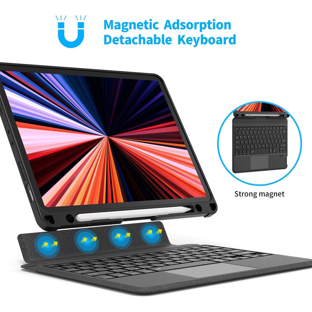 Bao da bàn phím Wiwu Mag Touch cho iPad Gen 10 10.9 inch 2022 , Pro 11 inch / M1 / M2 , Gen 9/8/7 10.2 , Air 5/4 10.9 in