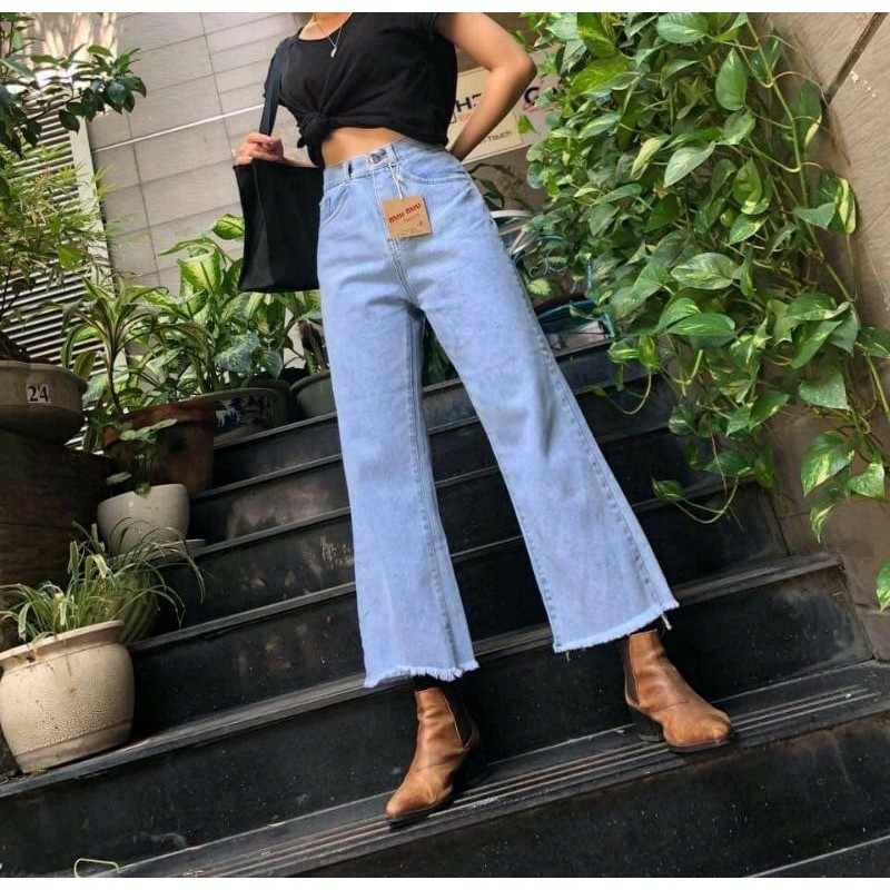 [Mã WASTUP5 giảm 10% tối đa 20K đơn 99K] Quần Jeans Nữ Ống Rộng Rách Lai Lửng PS 230 | BigBuy360 - bigbuy360.vn