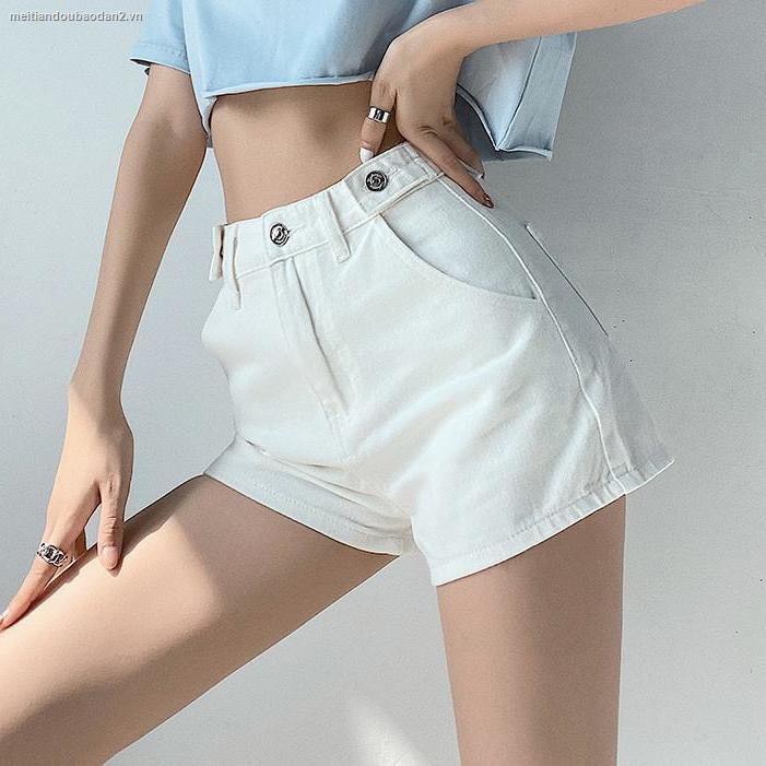 Quần đùi nữ, quần short jean lưng cao trơn lai cuốn (TIM)