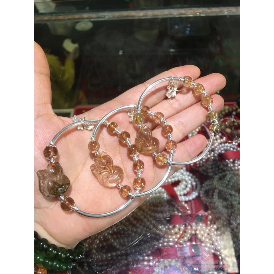 Vòng tay charm bạc mix hồ ly tóc các màu