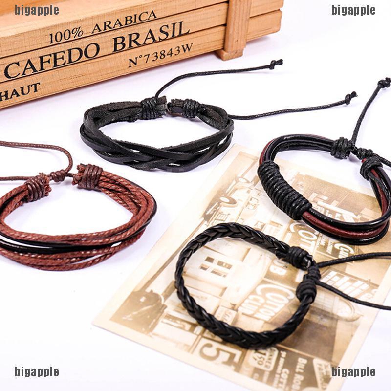 Set 4 vòng tay da cá tính cho nam