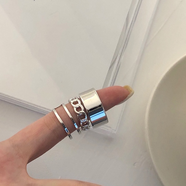 Set 3 nhẫn đeo ngón tay dạng hở phong cách Hàn Quốc đơn giản ngọt ngào cá tính dành cho nữ
