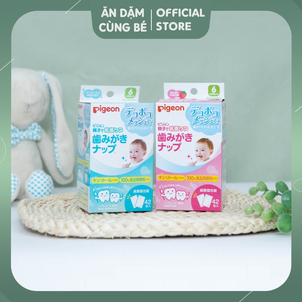 Giấy lau vệ sinh răng lợi nướu Pigeon Nhật Bản cho bé bắt đầu mọc răng an toàn chính hãng 03824