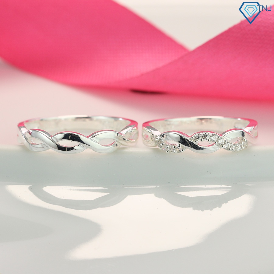 Nhẫn cặp đôi vô cực bằng bạc khắc tên theo yêu cầu ND0427 Trang Sức TNJ