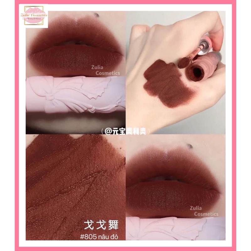 [FREE SHIP] Son Kem lỳ Gogo Nơ Pink 809 Đỏ nâu