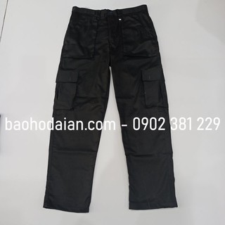 Quần bảo hộ, quần lao động, quần bảo vệ 6 túi màu đen vải 65/35