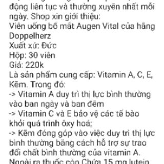 Hàng Đức đủ Bill Augen vital mắt