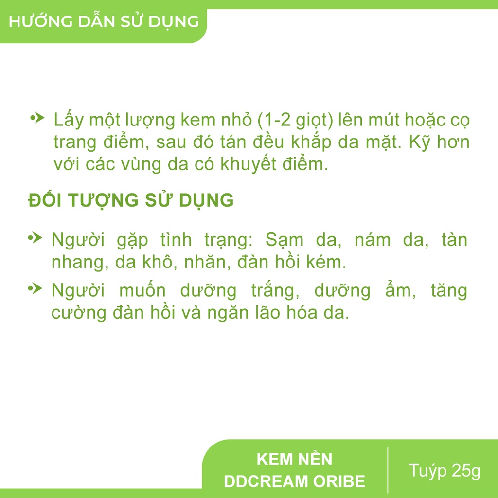 Kem nền tự nhiên DD Cream Oribe che phủ khuyết điểm hoàn hảo, nâng tông, chống nắng hiệu quả Tuýp 25g