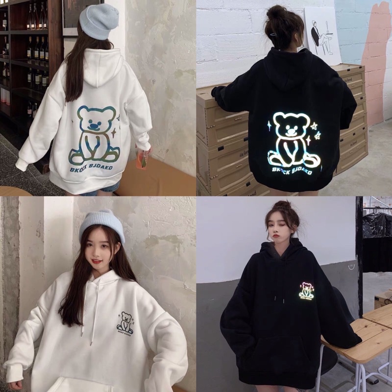 Áo Hoodie Purbosso Form Rộng Nữ [FREESHIP]  Sweater nỉ tay bồng oversize màu be bánh bèo tiểu thư Ulzzang