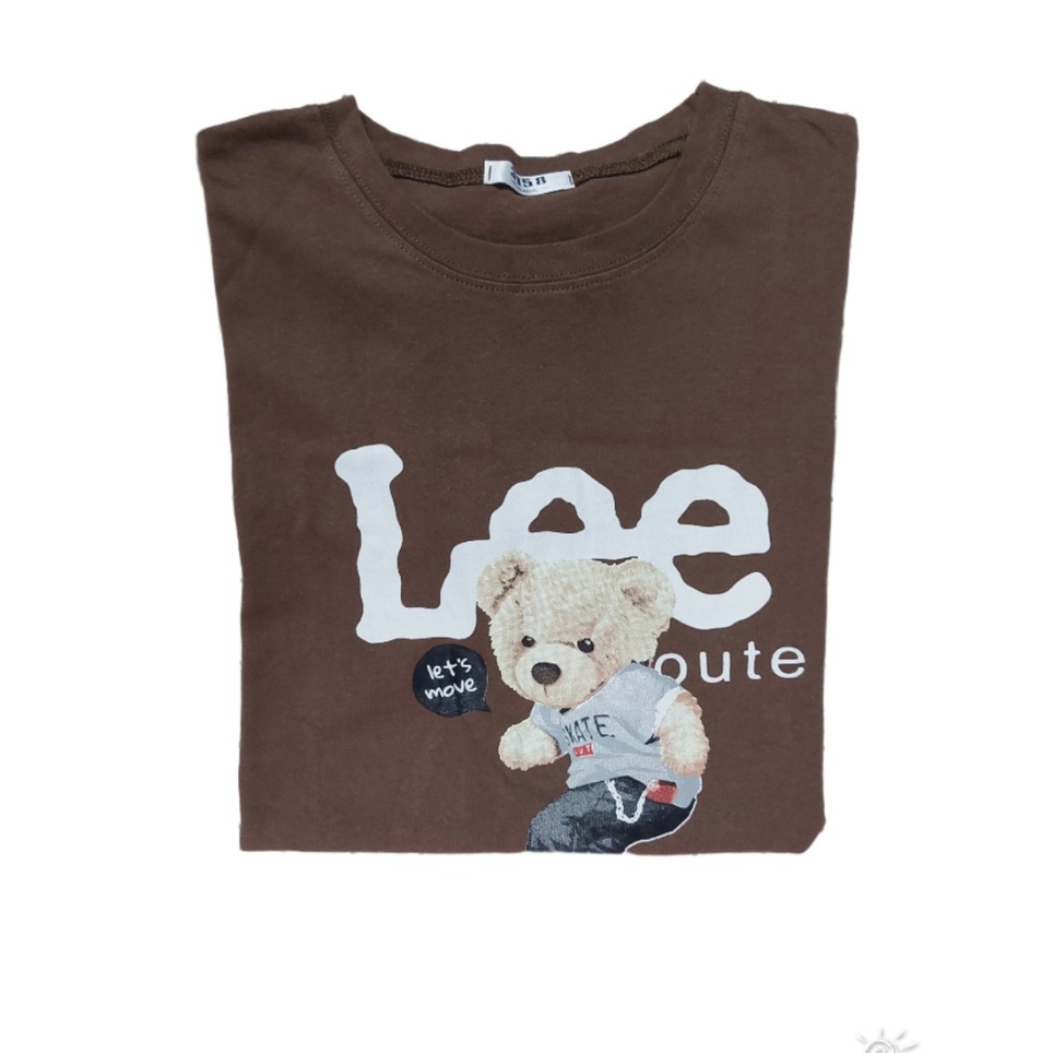 Áo Thun Cotton In Hình Gấu LEE Nam Nữ, Áo Thun Tay Lỡ Oversize From Rộng Basic Dưới 60