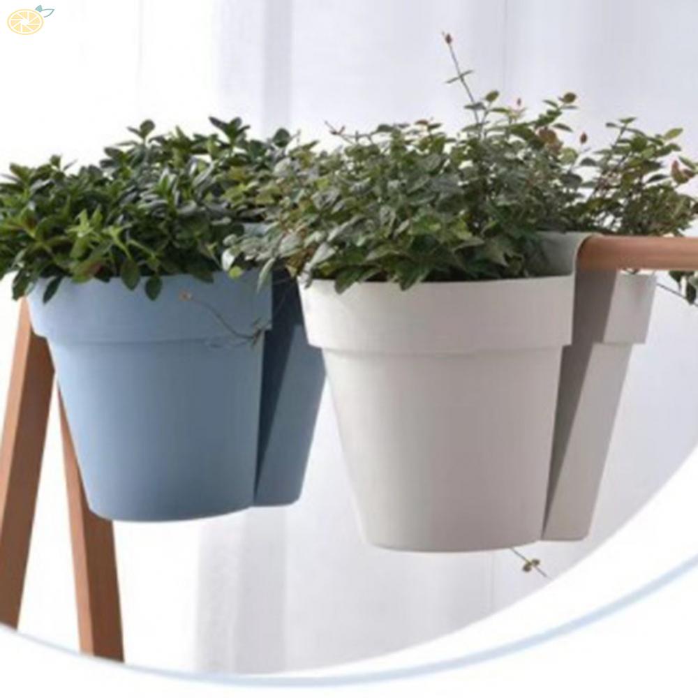 【VARSTR】Plant Pots Hanging Large PP Metal Resin Planter Easy Attach Rail Fence