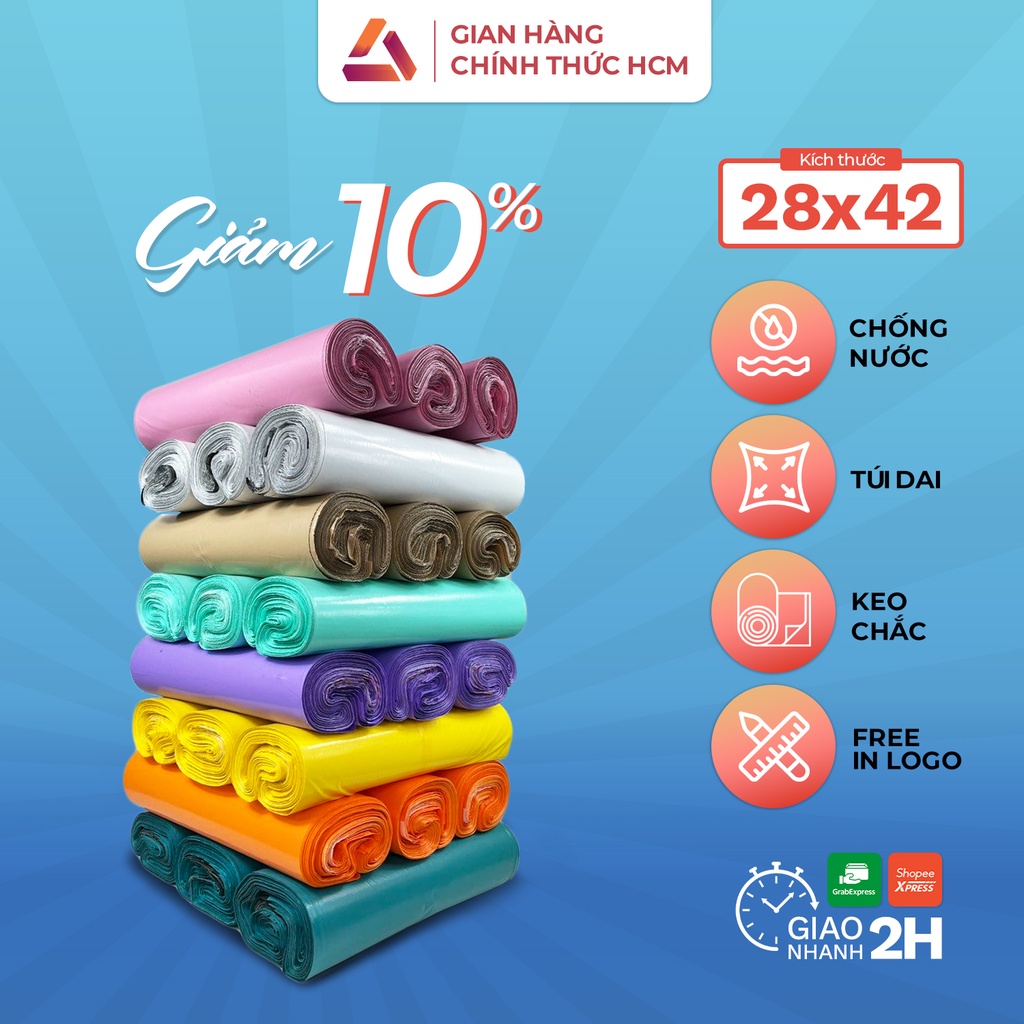 Túi đóng gói hàng niêm phong chuyển phát nhanh NHỰA HVT size 28x42 cm cuộn 100 cái