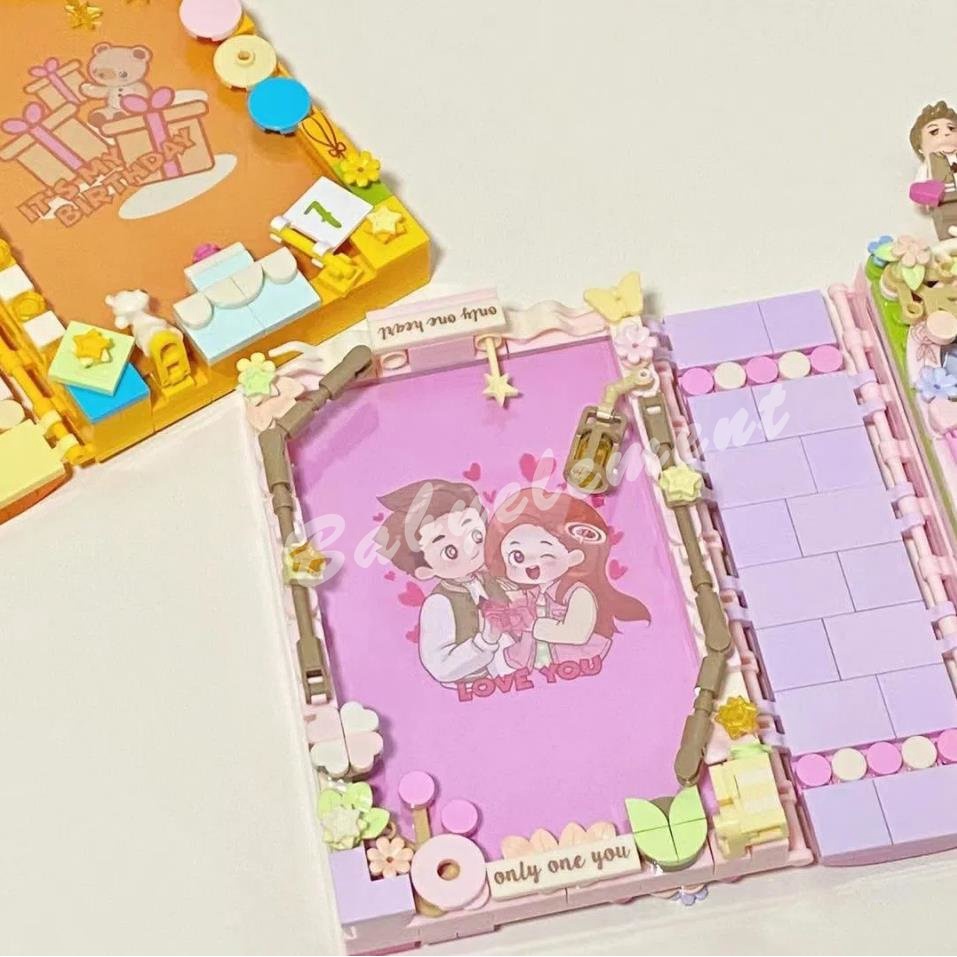 Nhật Ký Tình Yêu Trung Quốc Khung Ảnh Cưới Xếp Hình Khối Xây Dựng Sách Mô Hình DIY Trang Trí Đồ Chơi Dành Cho Người Lớn Trẻ Em Quà Tặng