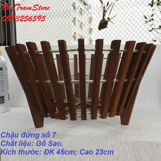 Chậu trồng lan bằng gỗ Sao mẫu chậu đứng số 7 Đường kính 45cm cao 23cm