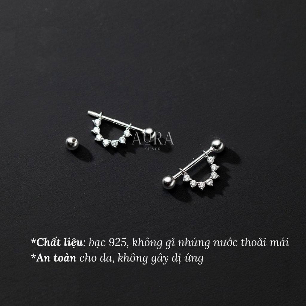 Khuyên tai bạc nữ cá tính đeo vành tai-KT48-AURASILVER