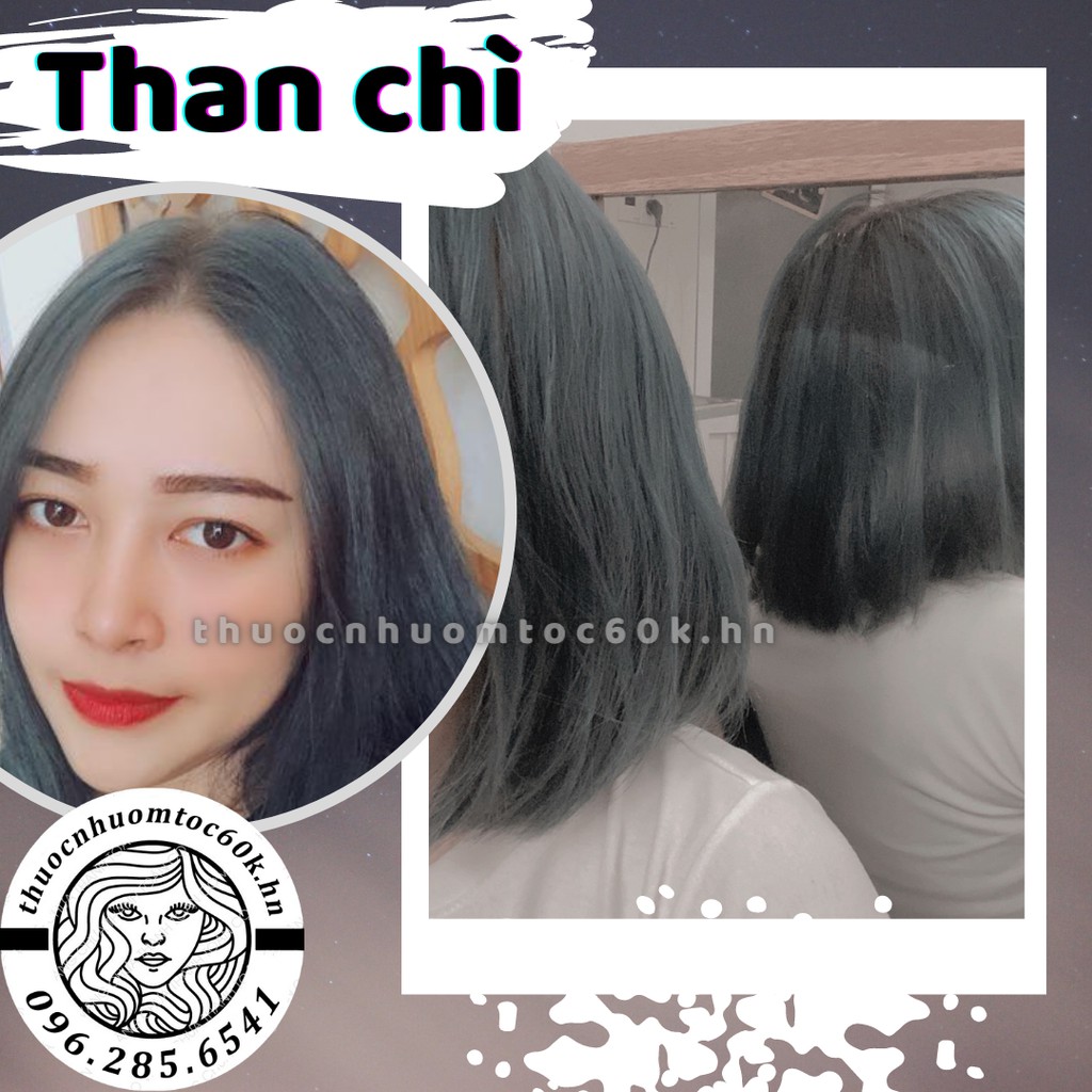 Thuốc nhuộm than chì kèm trợ dưỡng găng tay (tóc tẩy/nâng lên xanh dương) thuocnhuomtoc60k.hanoi