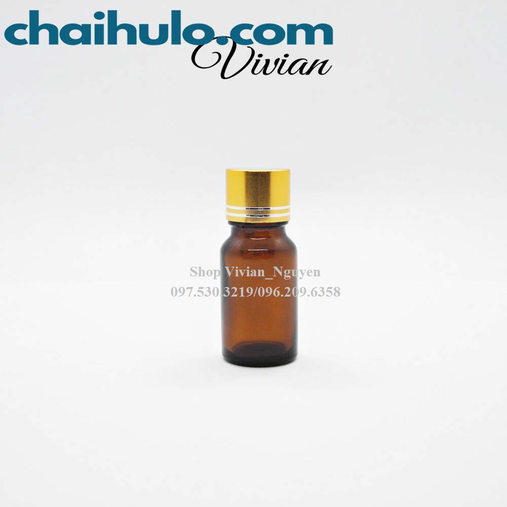 {Sỉ từ 2200đ} Lọ đựng tinh dầu 10ml màu nâu nhỏ giọt - Nắp nhôm vàng trơn