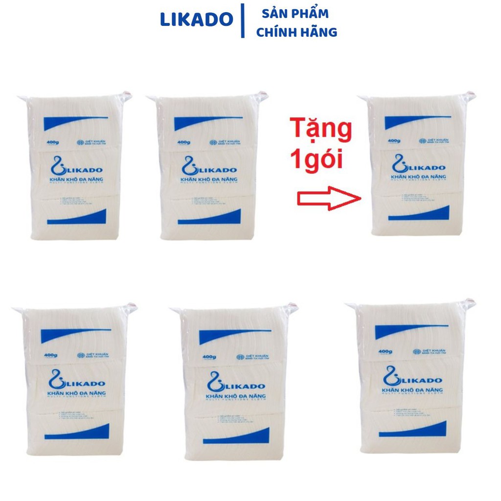 [LIKADO] Khăn giấy khô đa năng không hóa chất an toàn cho mẹ và bé 400G gấp tư (15*20cm) 300 tờ (6 gói)