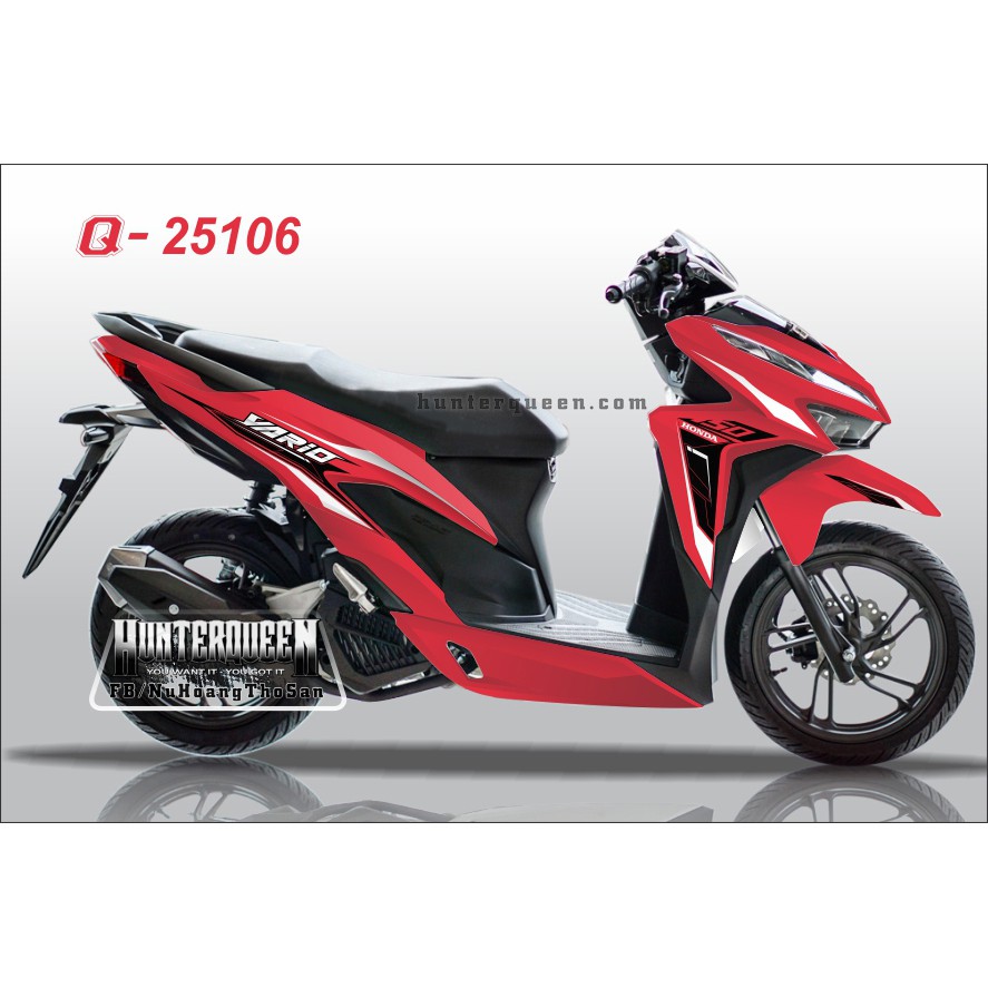 Tem rời Vario 2018. Xe đỏ, mảng đen. Thay đổi màu sắc và chi tiết theo yêu cầu. Sắc nét, bền màu