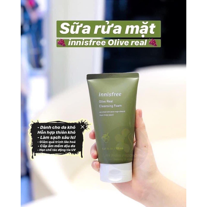 Sữa rửa mặt Innisfee trà xanh, táo xanh, olive, tro núi lửa, bija