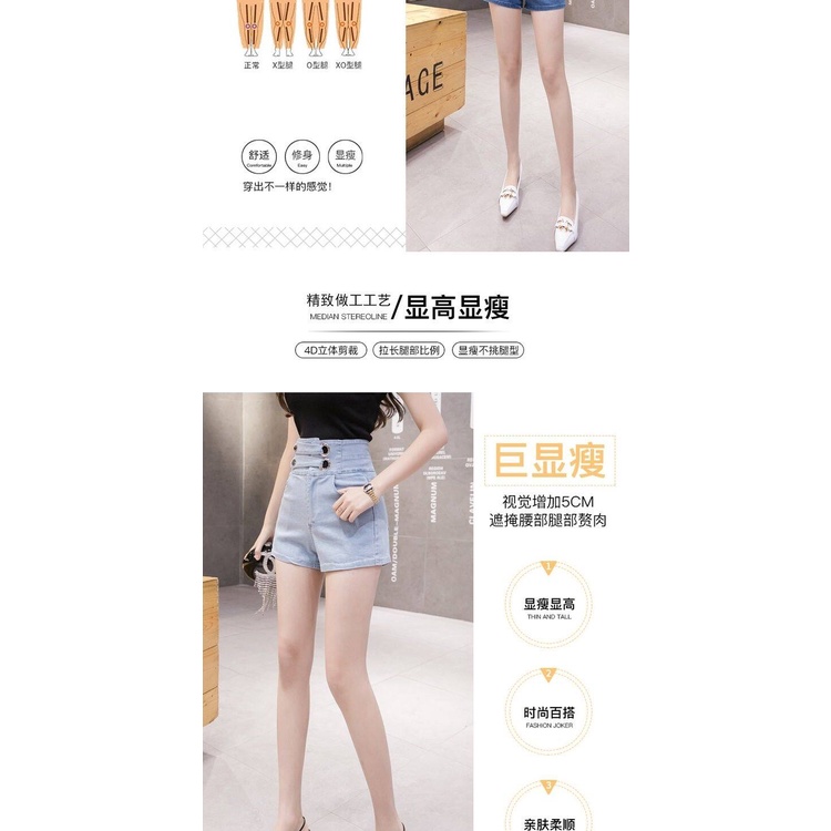 Quần Short Jean Lưng Cao Dáng Ôm Co Giãn Tốt Thời Trang Xuân 2020 Phong Cách Hàn Quốc Cho Nữ
