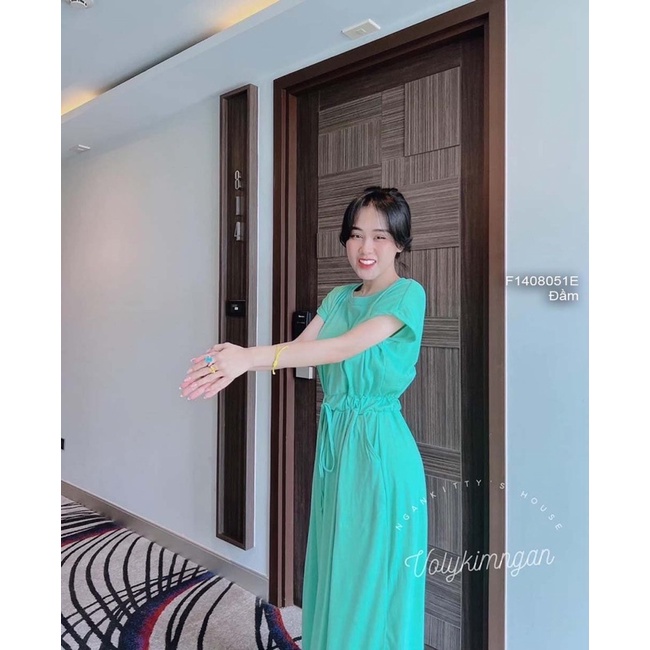 Đầm maxi tay hến eo rút dây