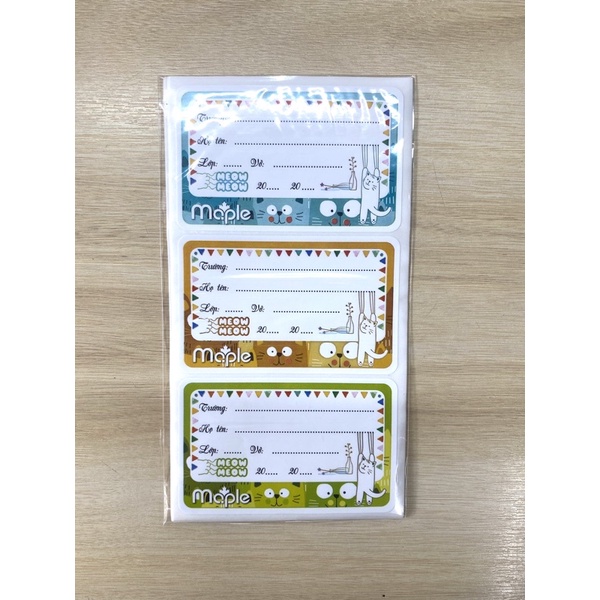 Nhãn vở Mc.ple MEOW MEOW 5436 (15 nhãn/túi) Nhãn vở học sinh giá rẻ