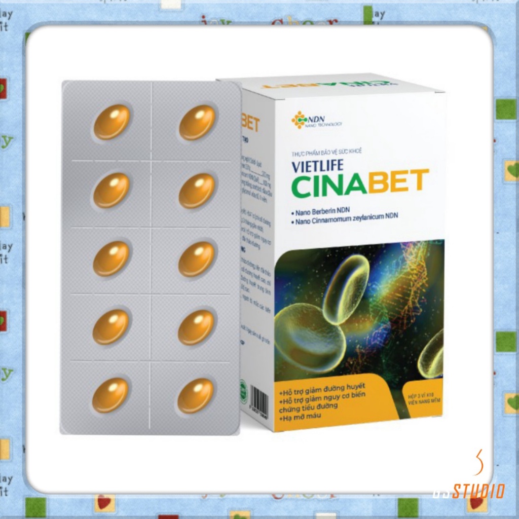 Viên tiểu đường mỡ máu Vietlife Cinabet - Giúp cải thiện ổn định đường huyết, ngăn biến chứng tiểu đường , giảm mỡ máu