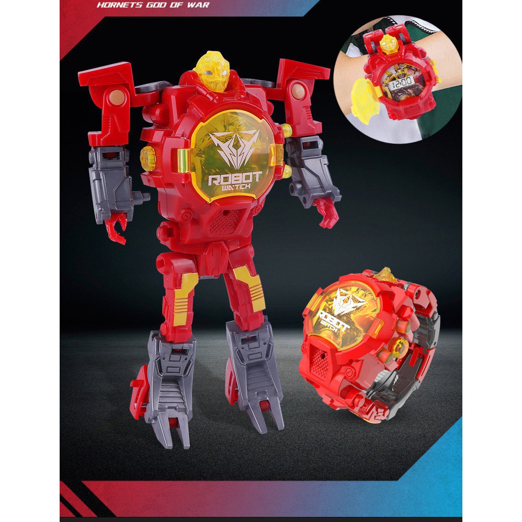Thanh lý Đồng Hồ Bị Lỗi Giờ Biến Hình Robot Siêu Nhân C902 Phiên Bản Có Lắp Đậy Mặt (Đỏ)