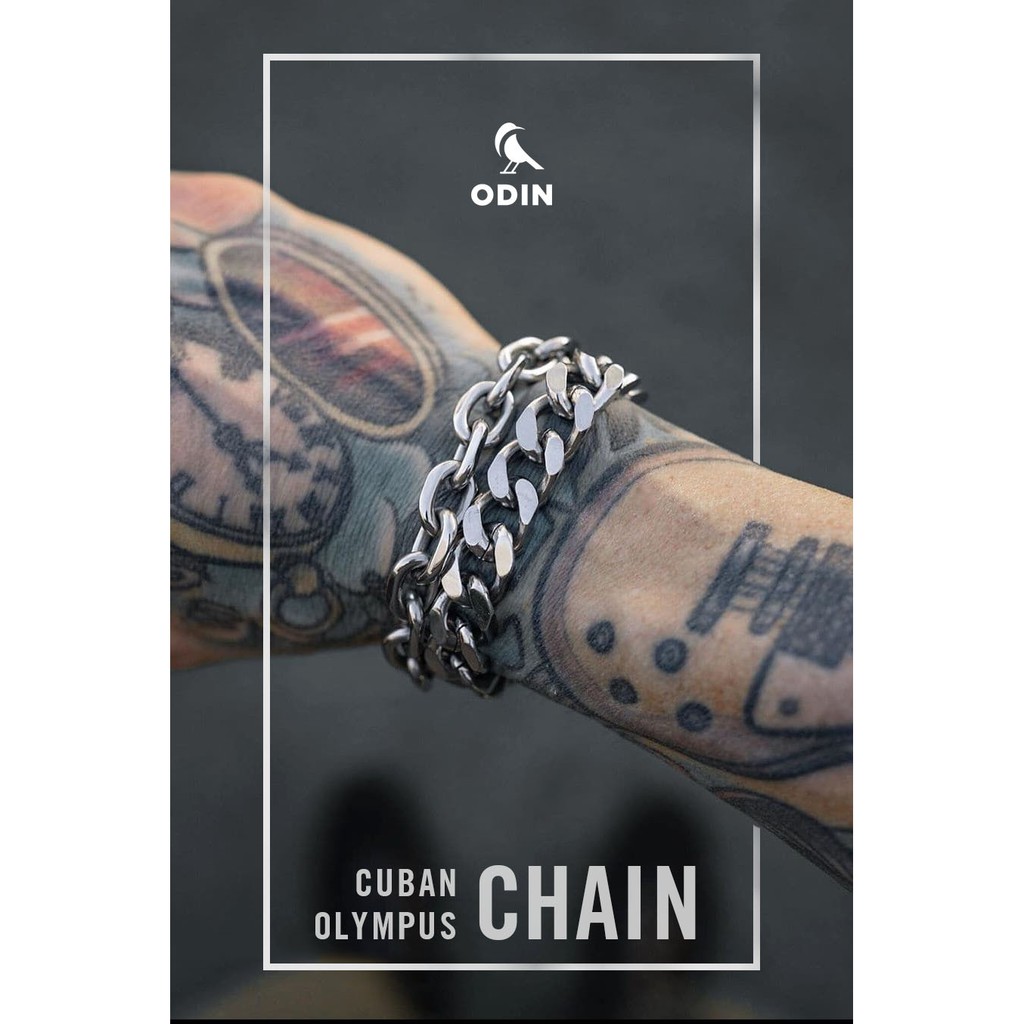 Vòng Chain Cuban Titanium 12mm - Thép Titan KHÔNG GỈ