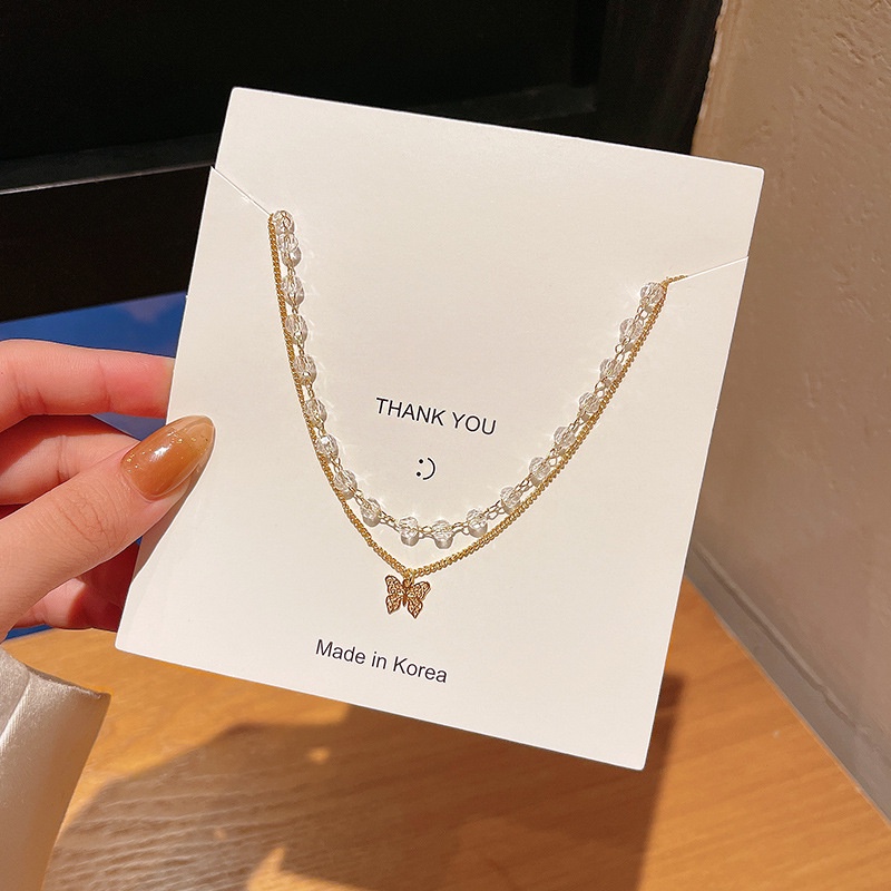 Vòng cổ Mặt Hình Bướm Đính Hạt Pha Lê Ngọt Ngào Cho Nữ