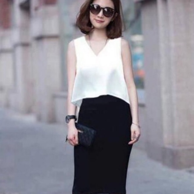 chân váy bút chì lưng thun -umi hàn