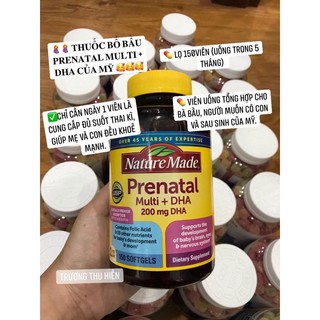 Bổ Bầu (Mẫu Mới) Nature Made Prenatal DHA 200mg 150 Viên Từ Mỹ, Bổ Bầu 150 Viên, Prenatal 150 Viên