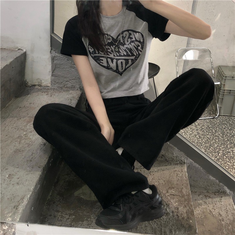 Áo croptop tay ngắn in hoạ tiết cá tính theo phong cách Hip Hop Thời trang Becky