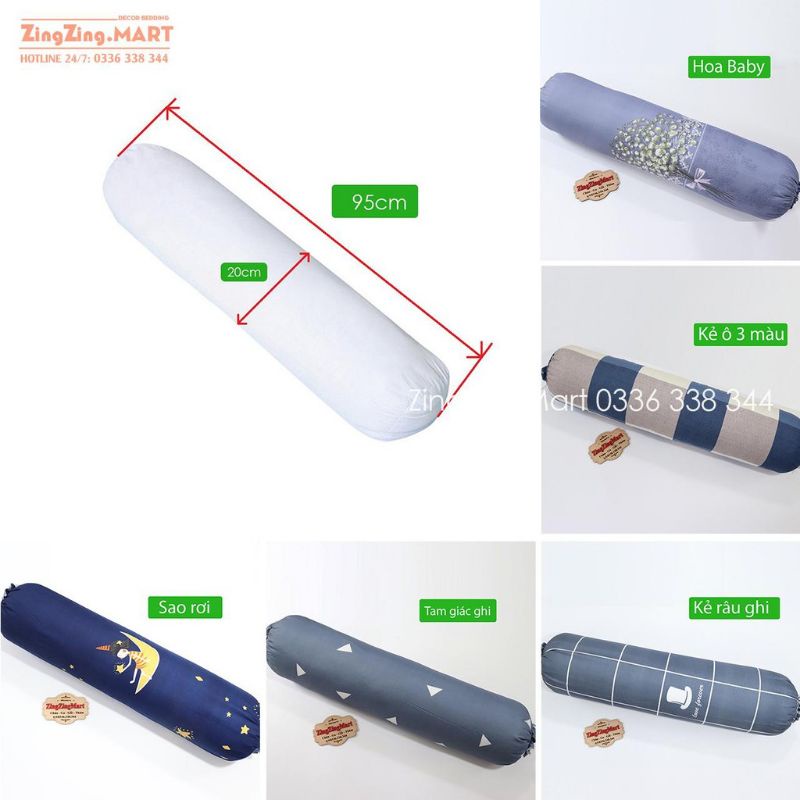 gối ôm cotton loại 1( gồm 1 ruột + 1 vỏ gối ôm)