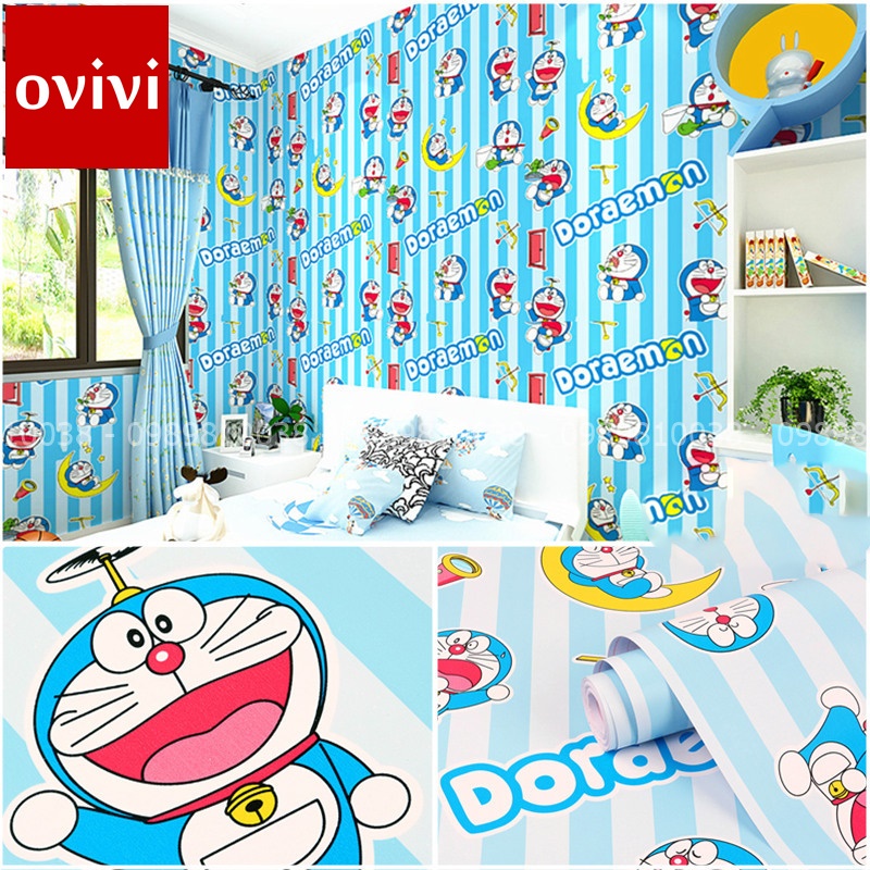 10M Giấy Dán Tường Doraemon , Giấy Dán Tường Hoạt Hình Dễ Thương Cho Bé, Có Keo Sẵn, Giá Rẻ