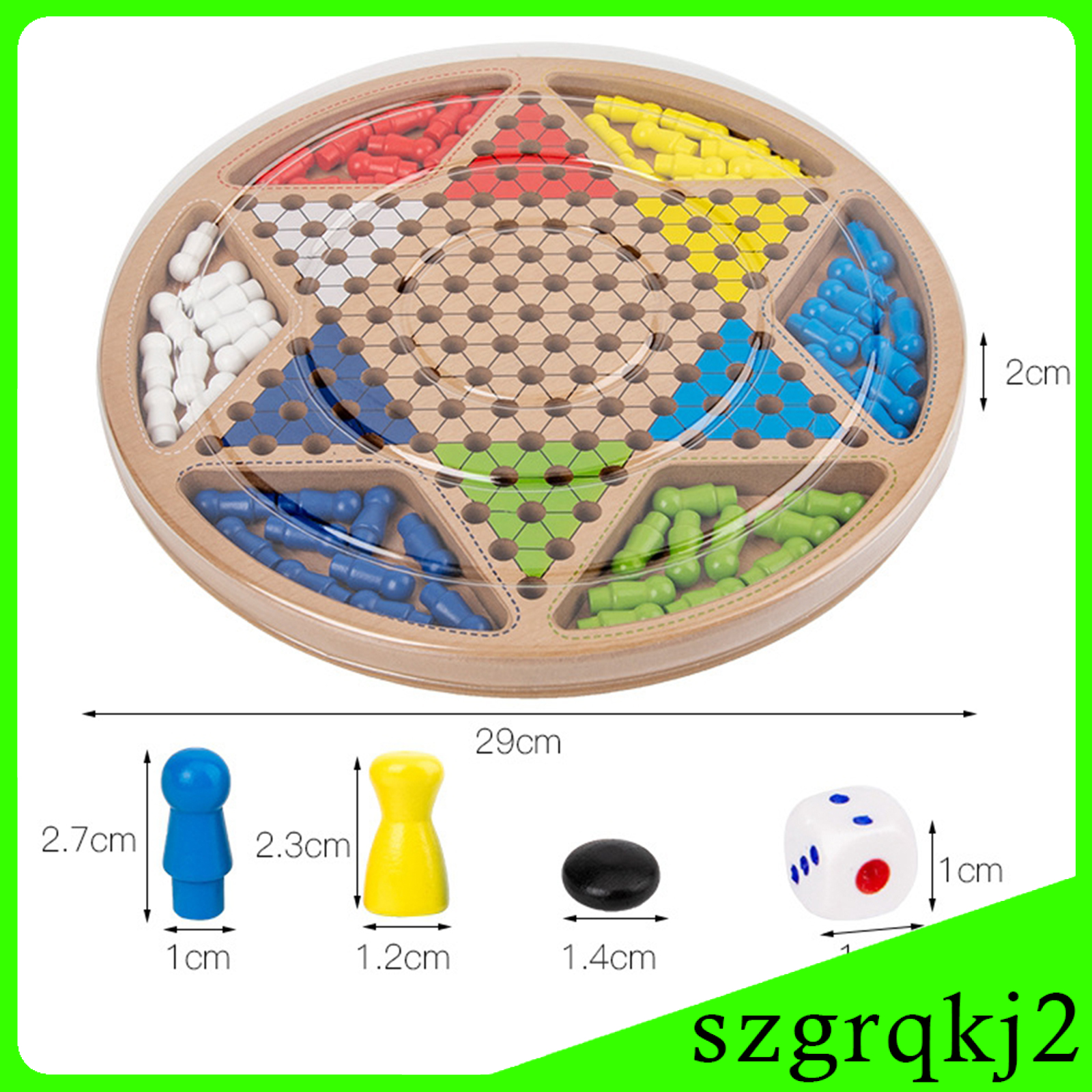 Newest 2 in 1 Wooden Chinese Checkers Board Game Set with Colorful Pegs Style1